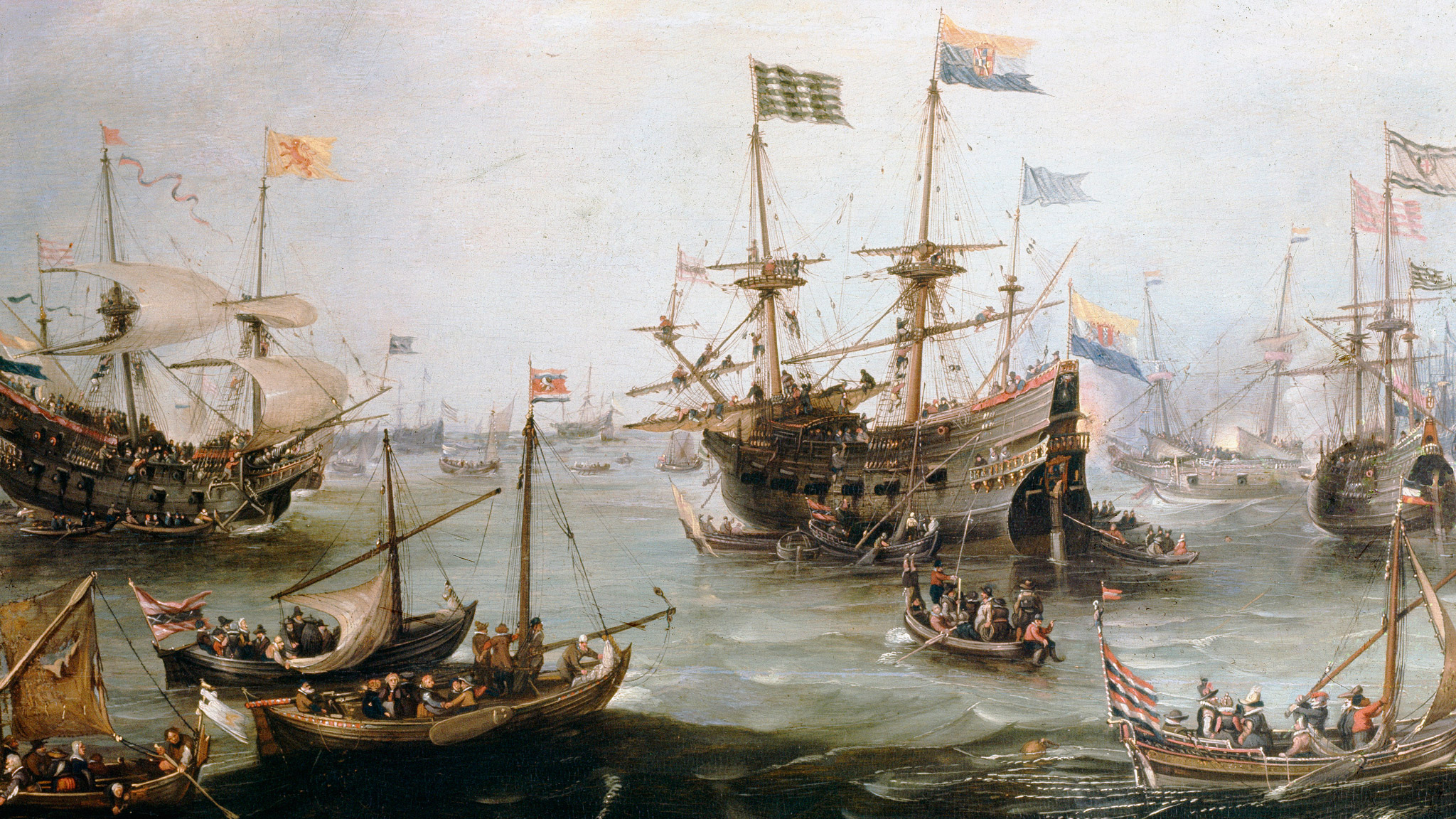 Dutch ships at Amsterdam 1599